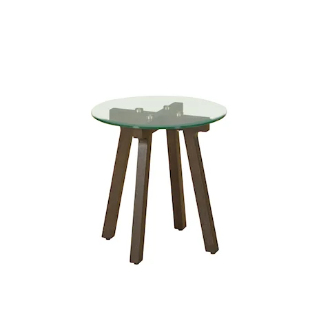 Round Clear Glass Top End Table with Espresso Base